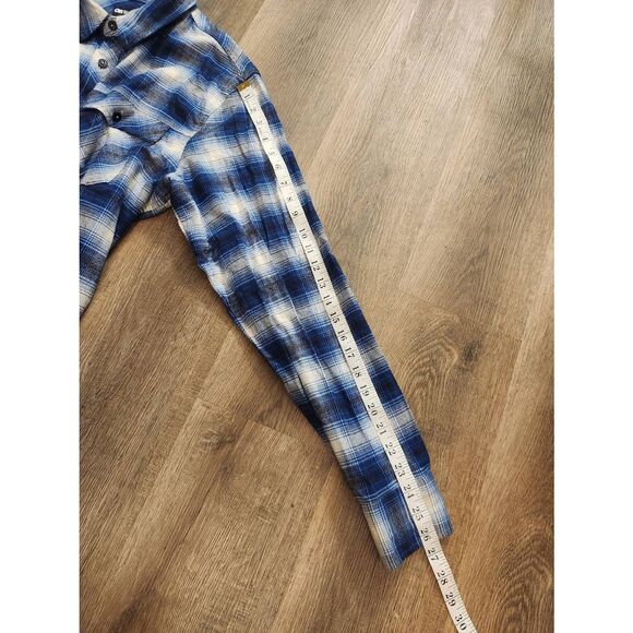 Outdoor Research Mens Large Sandpoint Flannel Blue white plaid chest pocket - Picture 7 of 10